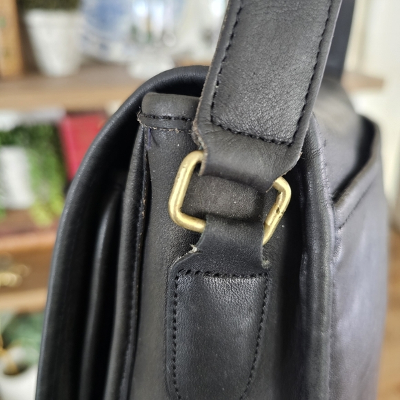 Rare! 80s Coach United States Stamp Ranch Stewardess Saddle Bag Black 0588-130 - Picture 2 of 16